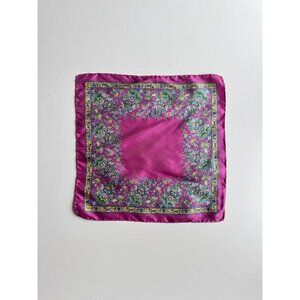 Vintage Purple Floral Silk Twill 16.5" x 16.5" Pocket Square Scarf Handkerchief